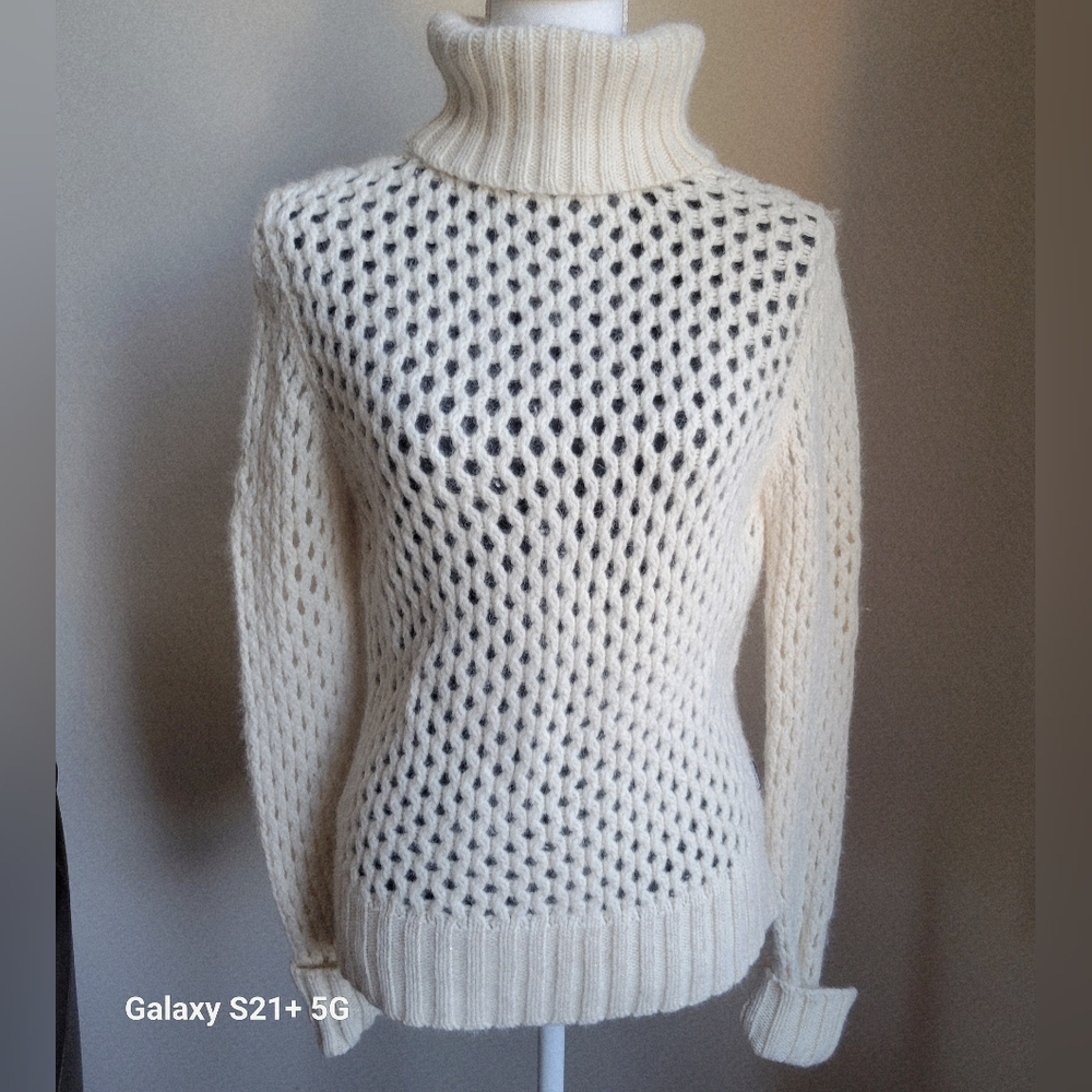 Moschino Cream Knit Turtleneck Sweater